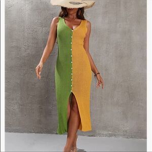 NEW Colorblock Crochet Cover Up Dress